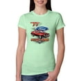 thumbnail image 1 of Wild Bobby, 1977 Ford Motors 77 Mustang Silhouette, Cars and Trucks, Women Slim Fit Junior Tee, Mint, X-Large, 1 of 4