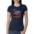 thumbnail image 1 of Wild Bobby, 1977 Ford Motors 77 Mustang Silhouette, Cars and Trucks, Women Slim Fit Junior Tee, Navy, X-Large, 1 of 4