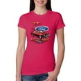 thumbnail image 1 of Wild Bobby, 1977 Ford Motors 77 Mustang Silhouette, Cars and Trucks, Women Slim Fit Junior Tee, Raspberry, Small, 1 of 4