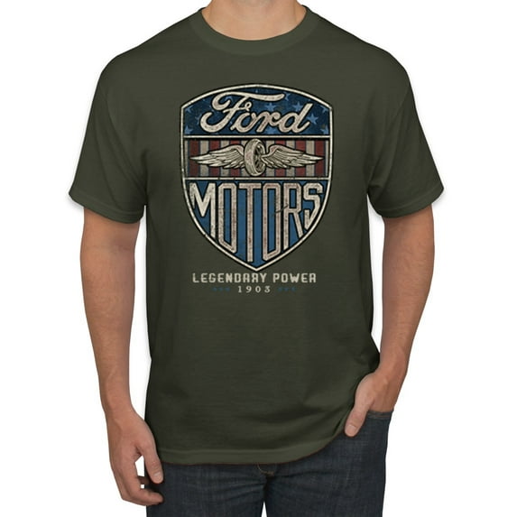 Wild Bobby, 1983 Vintage Distressed Ford Motors Legendary Power Cars and Trucks Men's Graphic T-Shirt, Military Green, 5XL