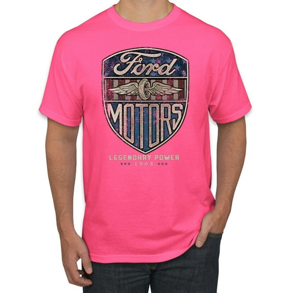 Wild Bobby, 1983 Vintage Distressed Ford Motors Legendary Power Cars and Trucks Men's Graphic T-Shirt, Neon Pink, Large