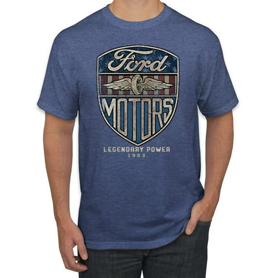 Wild Bobby, 1983 Vintage Distressed Ford Motors Legendary Power Cars and Trucks Men's Graphic T-Shirt, Vintage Heather Blue, X-Large