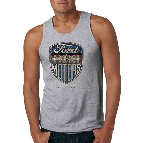 Wild Bobby, 1983 Vintage Distressed Ford Motors Legendary Power Cars and Trucks Mens Graphic Tank Top, Heather Grey, 2XL