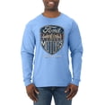 thumbnail image 1 of Wild Bobby, 1983 Vintage Distressed Ford Motors Legendary Power Cars and Trucks Mens Long Sleeve Shirt, Light Blue, X-Large, 1 of 3