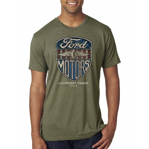 Wild Bobby, 1983 Vintage Distressed Ford Motors Legendary Power Cars and Trucks Mens Premium Tri Blend T-Shirt, Military Green, Large