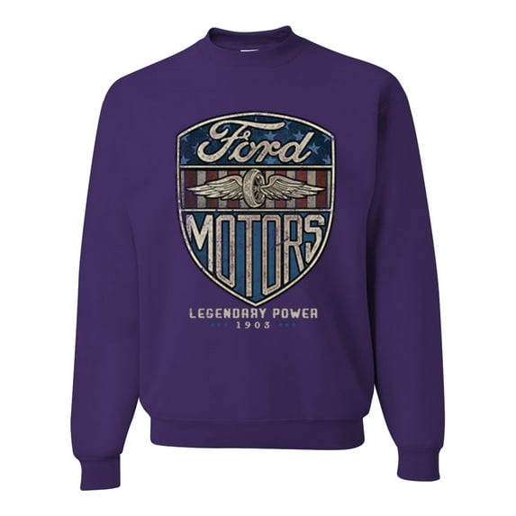 Wild Bobby, 1983 Vintage Distressed Ford Motors Legendary Power Cars and Trucks Unisex Crewneck Graphic Sweatshirt, Purple, 2XL