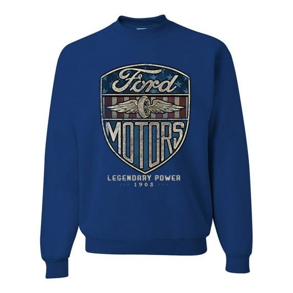Wild Bobby, 1983 Vintage Distressed Ford Motors Legendary Power Cars and Trucks Unisex Crewneck Graphic Sweatshirt, Royal, X-Large