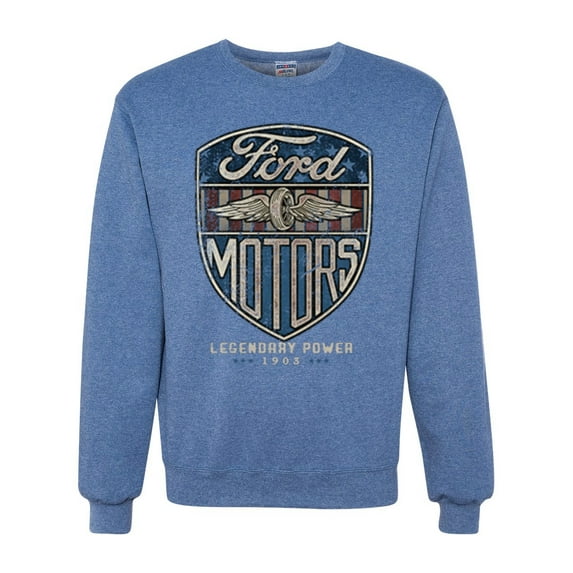 Wild Bobby, 1983 Vintage Distressed Ford Motors Legendary Power Cars and Trucks Unisex Crewneck Graphic Sweatshirt, Vintage Heather Blue, X-Large