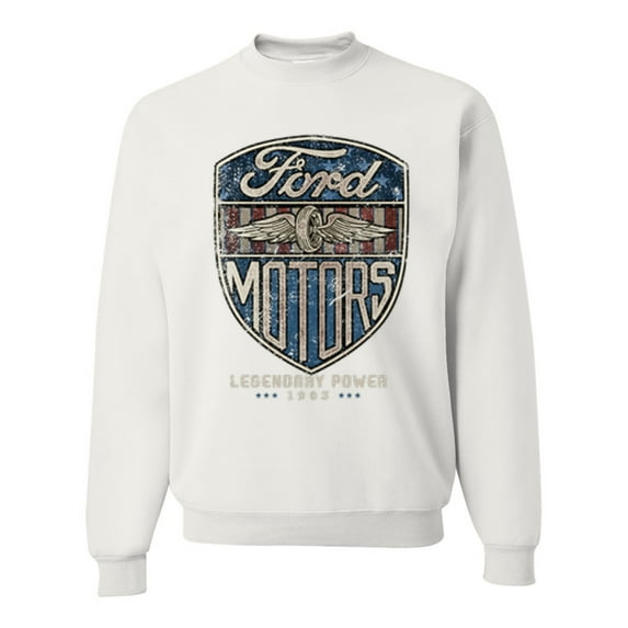 Wild Bobby, 1983 Vintage Distressed Ford Motors Legendary Power Cars and Trucks Unisex Crewneck Graphic Sweatshirt, White, X-Large