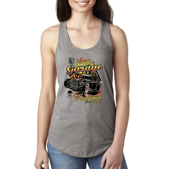 Wild Bobby, 1990 Vintage Garage Customs Hot Rod Classic Car Cars and Trucks Ladies Racerback Tank Top, Heather Grey, X-Large