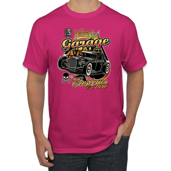 Wild Bobby, 1990 Vintage Garage Customs Hot Rod Classic Car Cars and Trucks Men's Graphic T-Shirt, Fuschia, 2XL