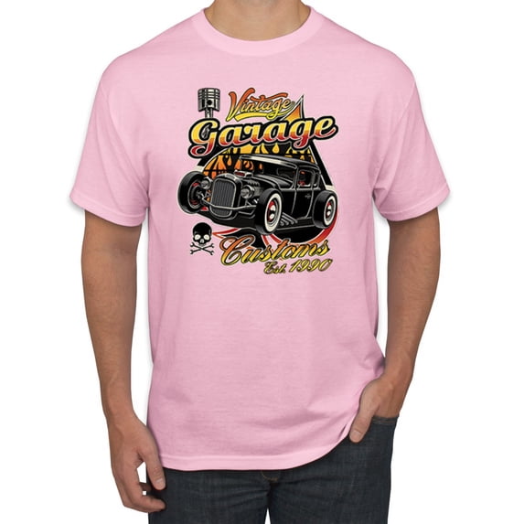 Wild Bobby, 1990 Vintage Garage Customs Hot Rod Classic Car Cars and Trucks Men's Graphic T-Shirt, Light Pink, 5XL