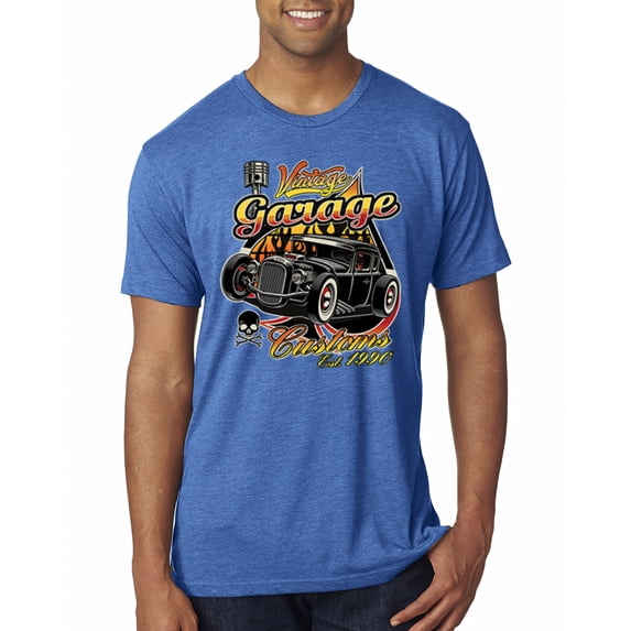Wild Bobby, 1990 Vintage Garage Customs Hot Rod Classic Car Cars and Trucks Mens Premium Tri Blend T-Shirt, Vintage Royal, Small
