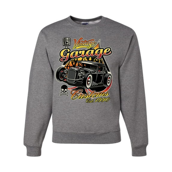 Wild Bobby, 1990 Vintage Garage Customs Hot Rod Classic Car Cars and Trucks Unisex Crewneck Graphic Sweatshirt, Heather Grey, 2XL
