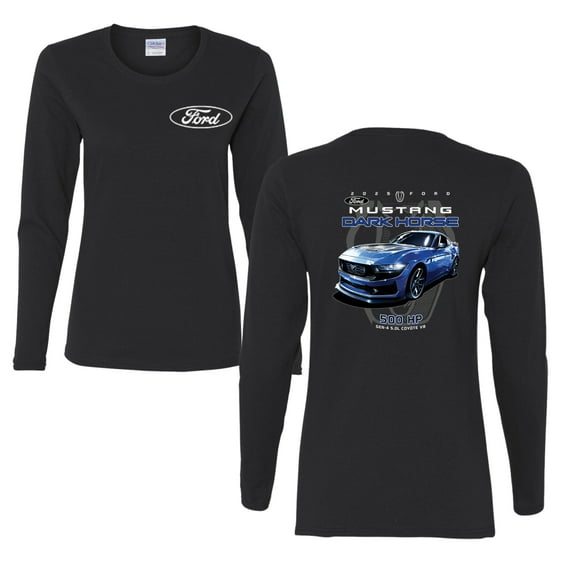 Wild Bobby 2025 Ford Mustang Dark Horse 500 HP 5.0L Women Graphic Long Sleeve Tee