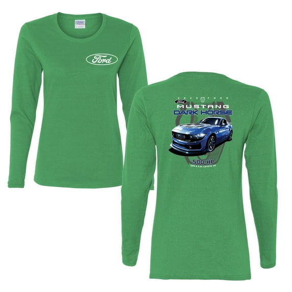 Wild Bobby 2025 Ford Mustang Dark Horse 500 HP 5.0L Women Graphic Long Sleeve Tee