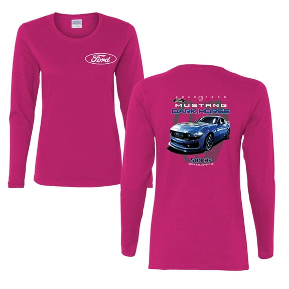 Wild Bobby 2025 Ford Mustang Dark Horse 500 HP 5.0L Women Graphic Long Sleeve Tee