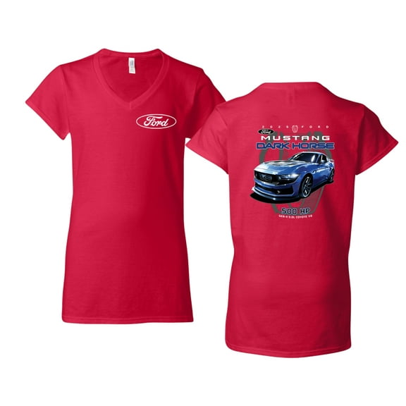 Wild Bobby 2025 Ford Mustang Dark Horse 500 HP 5.0L Women Standard V-Neck Tee