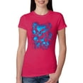 thumbnail image 1 of Wild Bobby, 3D Blue Skulls Trendy | Womens Fashion Junior Fit Tee, Raspberry, Medium, 1 of 4