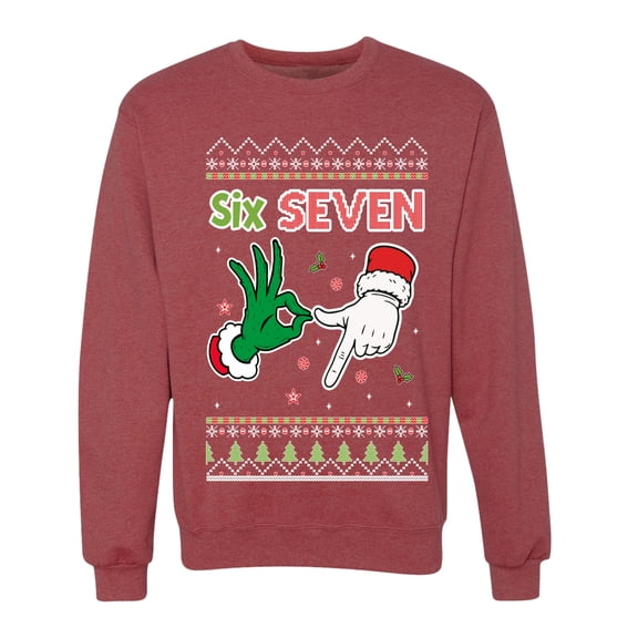 Wild Bobby 6 7 Christmas Hands Christmas Design Sweater | Holiday Unisex Crewneck Sweatshirt