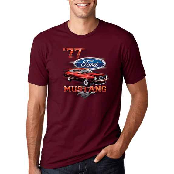 Wild Bobby, 77 Ford Mustang Classic Red Hot Rod Classic Logo Cars and Trucks Graphic T-Shirt
