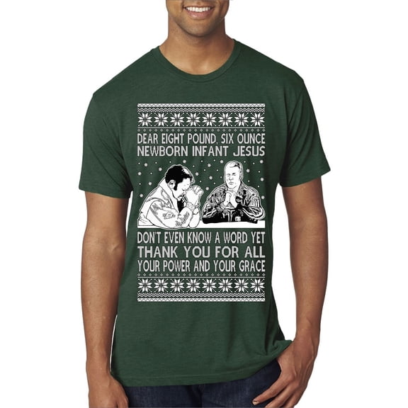 Wild Bobby 8 Pound 6 Ounce Baby Jesus Shake and Bake Men Premium Tri Blend T-Shirt, Forest Green, Medium