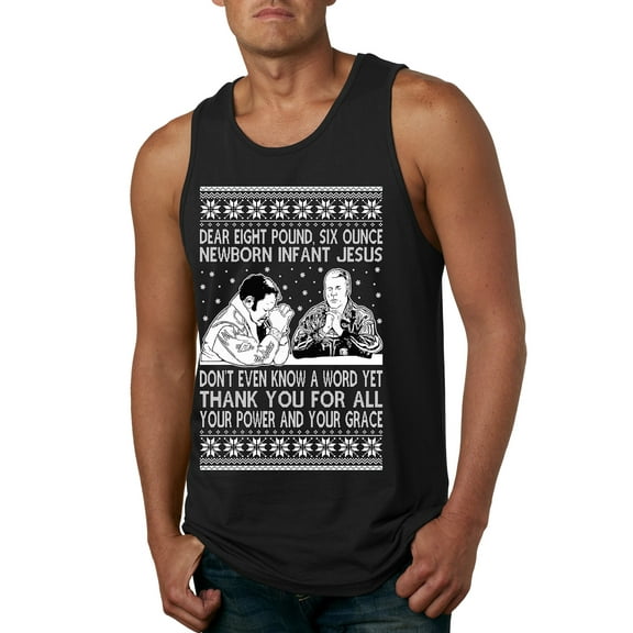 Wild Bobby 8 Pound 6 Ounce Baby Jesus Shake and Bake Men Tank Top, Black, 3X-Large