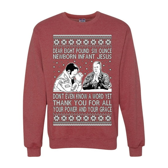 Wild Bobby 8 Pound 6 Ounce Baby Jesus Shake and Bake Unisex Crewneck Sweatshirt, Vintage Heather Red, XX-Large