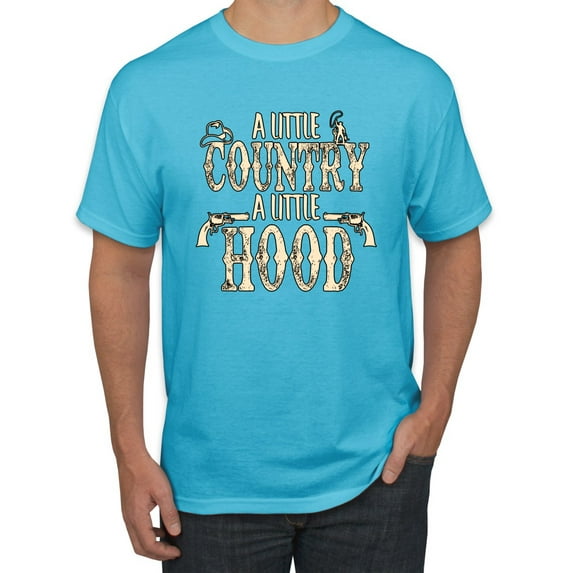 Wild Bobby, A Little Country, A Little Hood, Pop Culture, Men Graphic Tee, Light Turquoise, X-Large