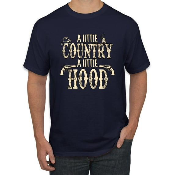 Wild Bobby, A Little Country, A Little Hood, Pop Culture, Men Graphic Tee, Navy, 3X-Large
