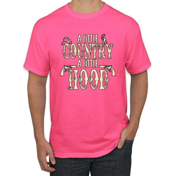 Wild Bobby, A Little Country, A Little Hood, Pop Culture, Men Graphic Tee, Neon Pink, 5X-Large