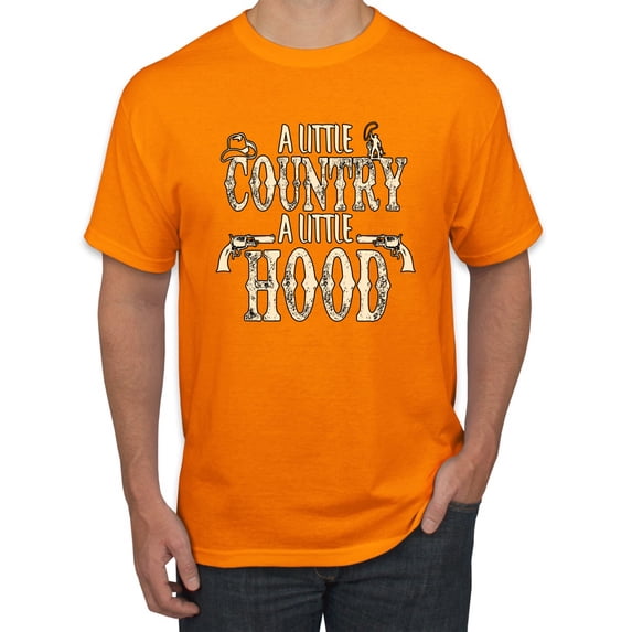 Wild Bobby, A Little Country, A Little Hood, Pop Culture, Men Graphic Tee, Orange, Medium