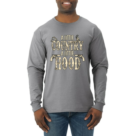 Wild Bobby, A Little Country, A Little Hood, Pop Culture, Men Long Sleeve Shirt, Heather Grey, X-Large