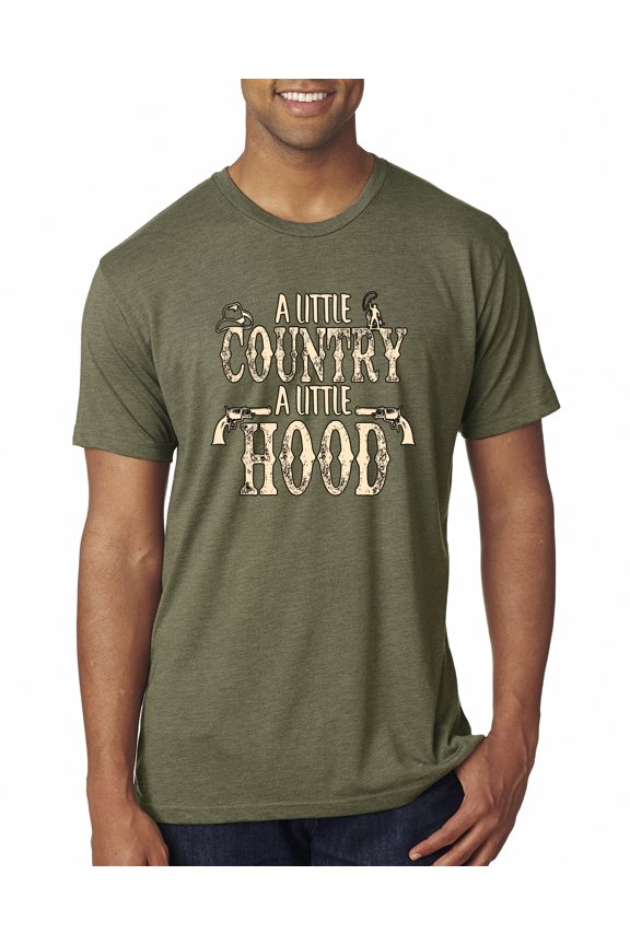 , A Little Country, A Little Hood, Pop Culture, Men Premium Tri Blend Tee, Military Green, Large