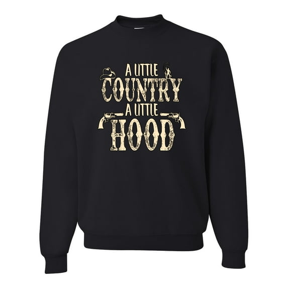 Wild Bobby, A Little Country, A Little Hood, Pop Culture, Unisex Crewneck Graphic Sweatshirt, Black, Small
