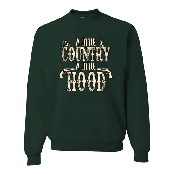 Wild Bobby, A Little Country, A Little Hood, Pop Culture, Unisex Crewneck Graphic Sweatshirt, Forest Green, X-Large