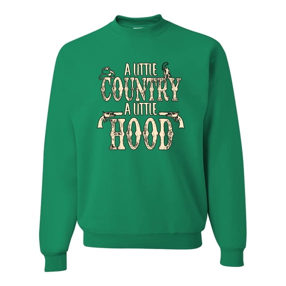 Wild Bobby, A Little Country, A Little Hood, Pop Culture, Unisex Crewneck Graphic Sweatshirt, Kelly, 5X-Large