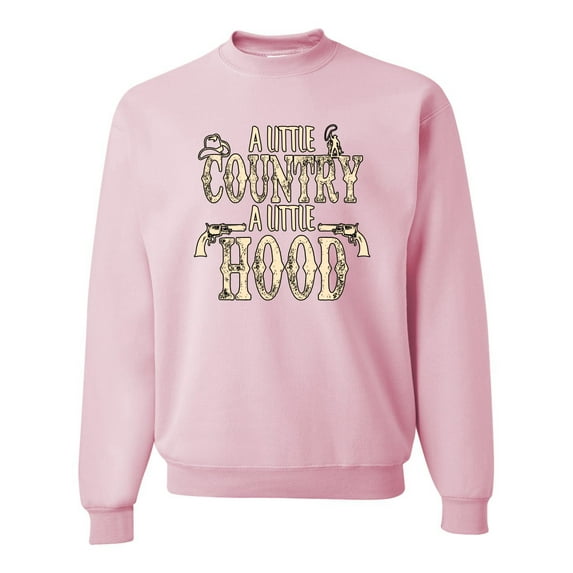 Wild Bobby, A Little Country, A Little Hood, Pop Culture, Unisex Crewneck Graphic Sweatshirt, Light Pink, XX-Large