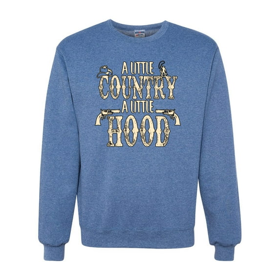 Wild Bobby, A Little Country, A Little Hood, Pop Culture, Unisex Crewneck Graphic Sweatshirt, Vintage Heather Blue, 3X-Large