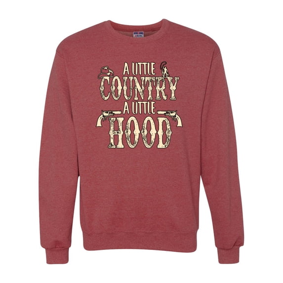 Wild Bobby, A Little Country, A Little Hood, Pop Culture, Unisex Crewneck Graphic Sweatshirt, Vintage Heather Red, Large