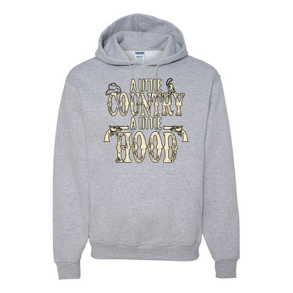Wild Bobby, A Little Country, A Little Hood, Pop Culture, Unisex Graphic Hoodie Sweatshirt, Heather Grey, Large