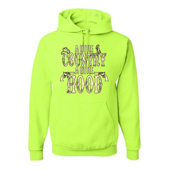 Wild Bobby, A Little Country, A Little Hood, Pop Culture, Unisex Graphic Hoodie Sweatshirt, Safety Green, Medium