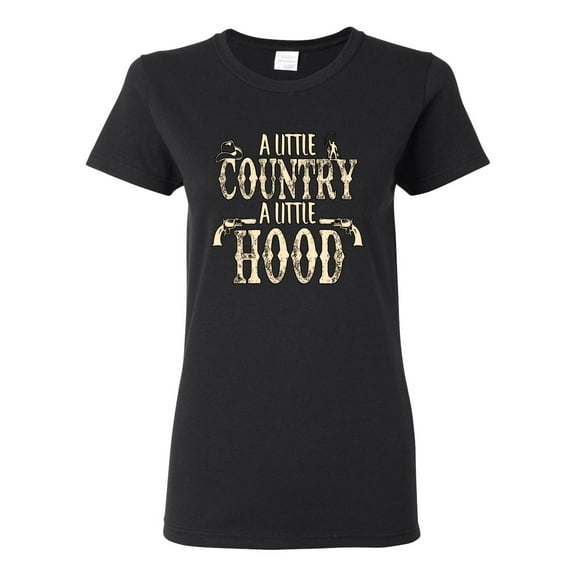 Wild Bobby, A Little Country, A Little Hood, Pop Culture, Women Graphic Tee, Black, Small