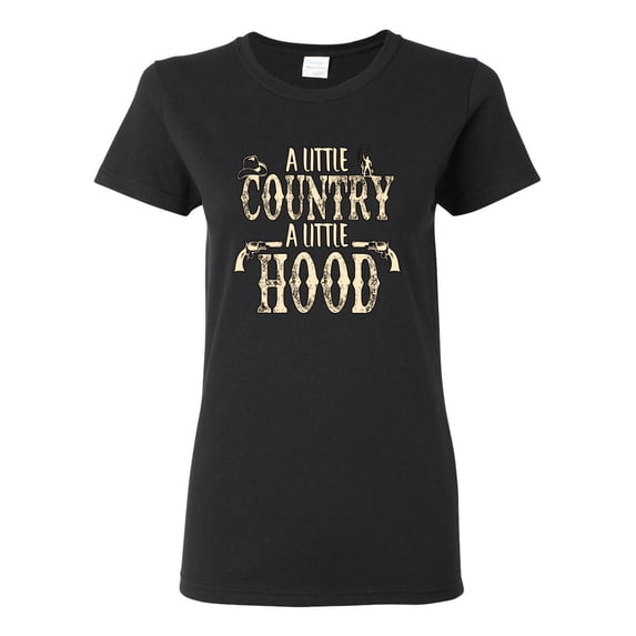 Wild Bobby, A Little Country, A Little Hood, Pop Culture, Women Graphic Tee, Black, Small