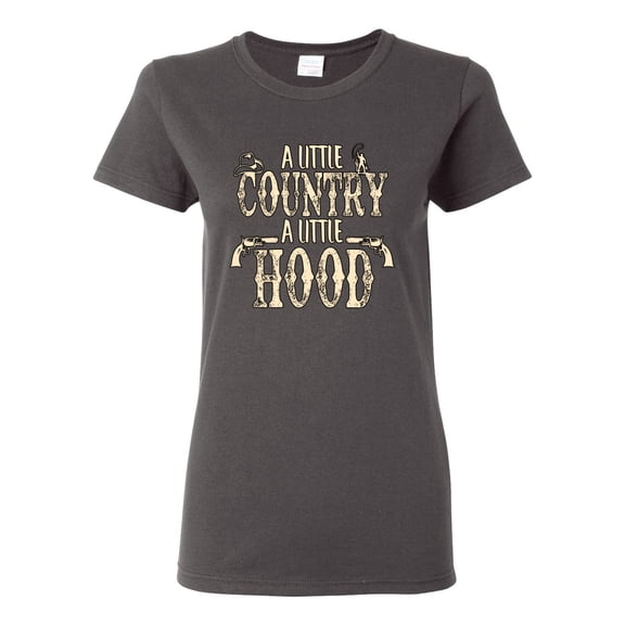 Wild Bobby, A Little Country, A Little Hood, Pop Culture, Women Graphic Tee, Charcoal, Medium