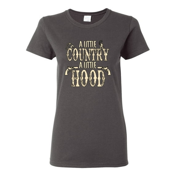 Wild Bobby, A Little Country, A Little Hood, Pop Culture, Women Graphic Tee, Charcoal, X-Large