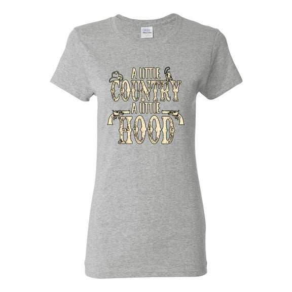 Wild Bobby, A Little Country, A Little Hood, Pop Culture, Women Graphic Tee, Heather Grey, Medium