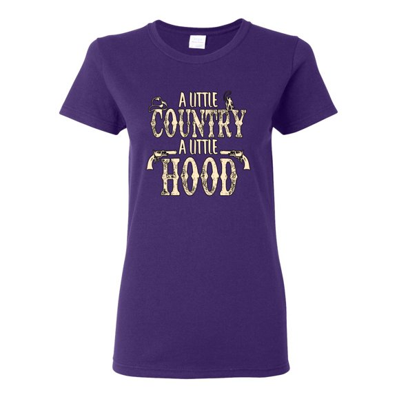Wild Bobby, A Little Country, A Little Hood, Pop Culture, Women Graphic Tee, Purple, X-Large