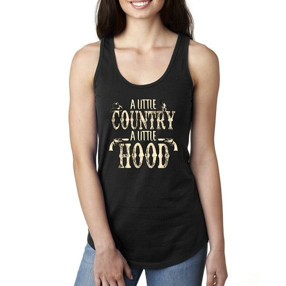 Wild Bobby, A Little Country, A Little Hood, Pop Culture, Women Racerback Tank Top, Black, Small