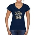 thumbnail image 1 of Wild Bobby, A Little Country, A Little Hood, Pop Culture, Women Standard V-Neck Tee, Navy, XX-Large, 1 of 4